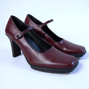 Y2k Vintage 90s Bebe Womens Mary Jane Heels Sz 10 M Vamp Red Square Toe Goth
